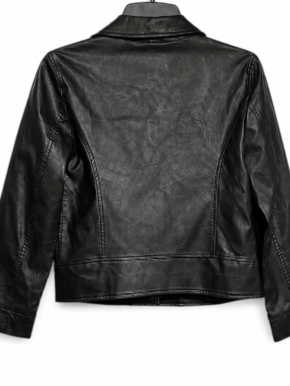 GAP Girls Sz XL Black Faux Leather Moto Jacket with Silver Hardware